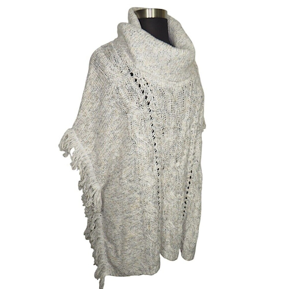 Lane Bryant Chunky Knit Cowl Neck Fringed Poncho Sweater Plus Size 14-20